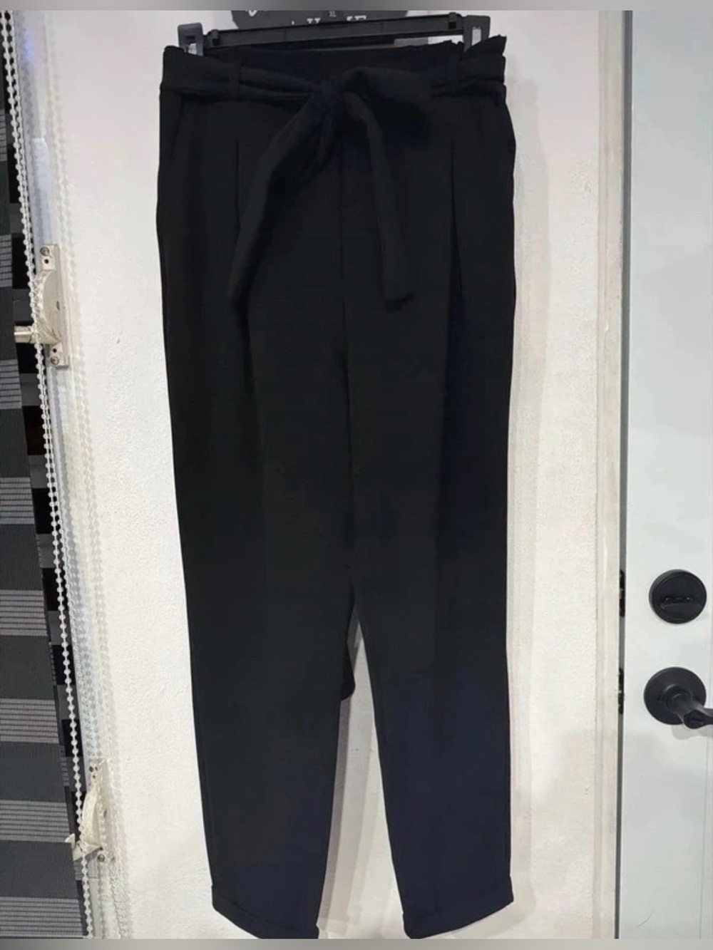 Rainbow Black Paperbag Tie-Waist Trousers